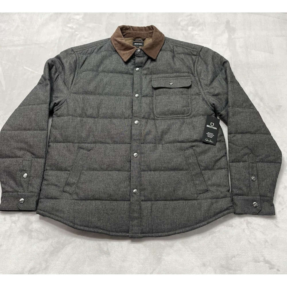 Brixton Cass Quilted Jacket Man Large Mixed Tweed Snap On Lined Menswear Puffer